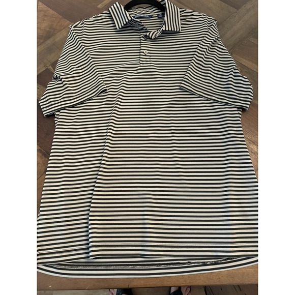Men's Cutter & Buck Polo Pullover Black & Gray‎ Stripe Size L - Picture 1 of 8